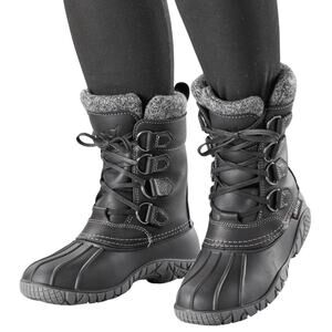 Baffin Women Yellowknife Snow Boots US 11 Black Leather Waterproof Insulated NIB